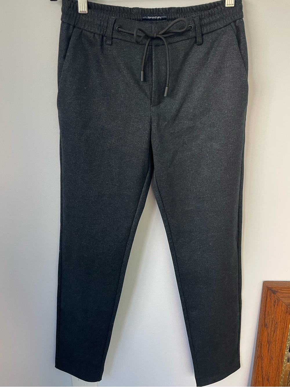 Brandw New Italian Spontini Herringbone Drawstring Trousers